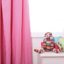 Hot Pink Gingham Pleated Curtains with Lining