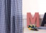 Navy Gingham Pleated Curtains with Lining