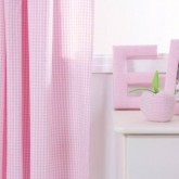 Pink Gingham Pleated Curtains with Lining